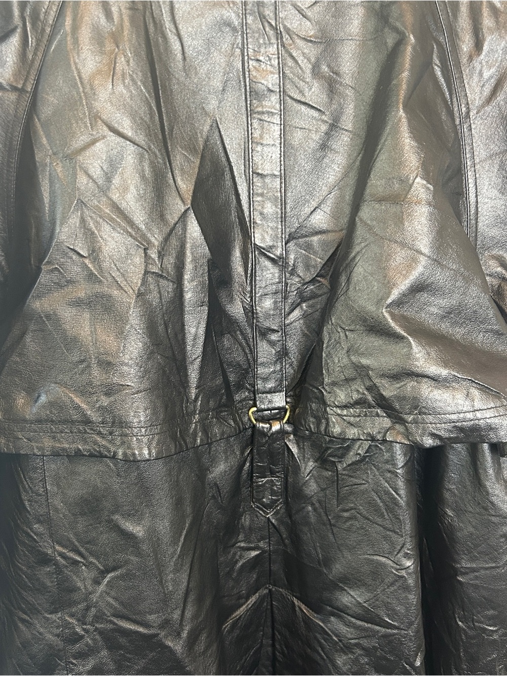 107. Venezia Black Leather Trench Coat for Women - Picture 6 of 14